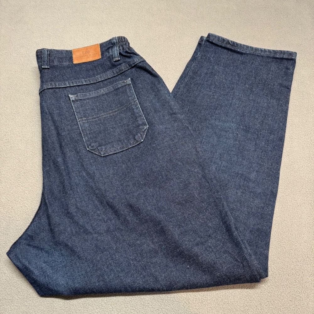 Vintage Lee Original Jeans High Rise Straight Leg Denim Blue 16P Elastic Waist